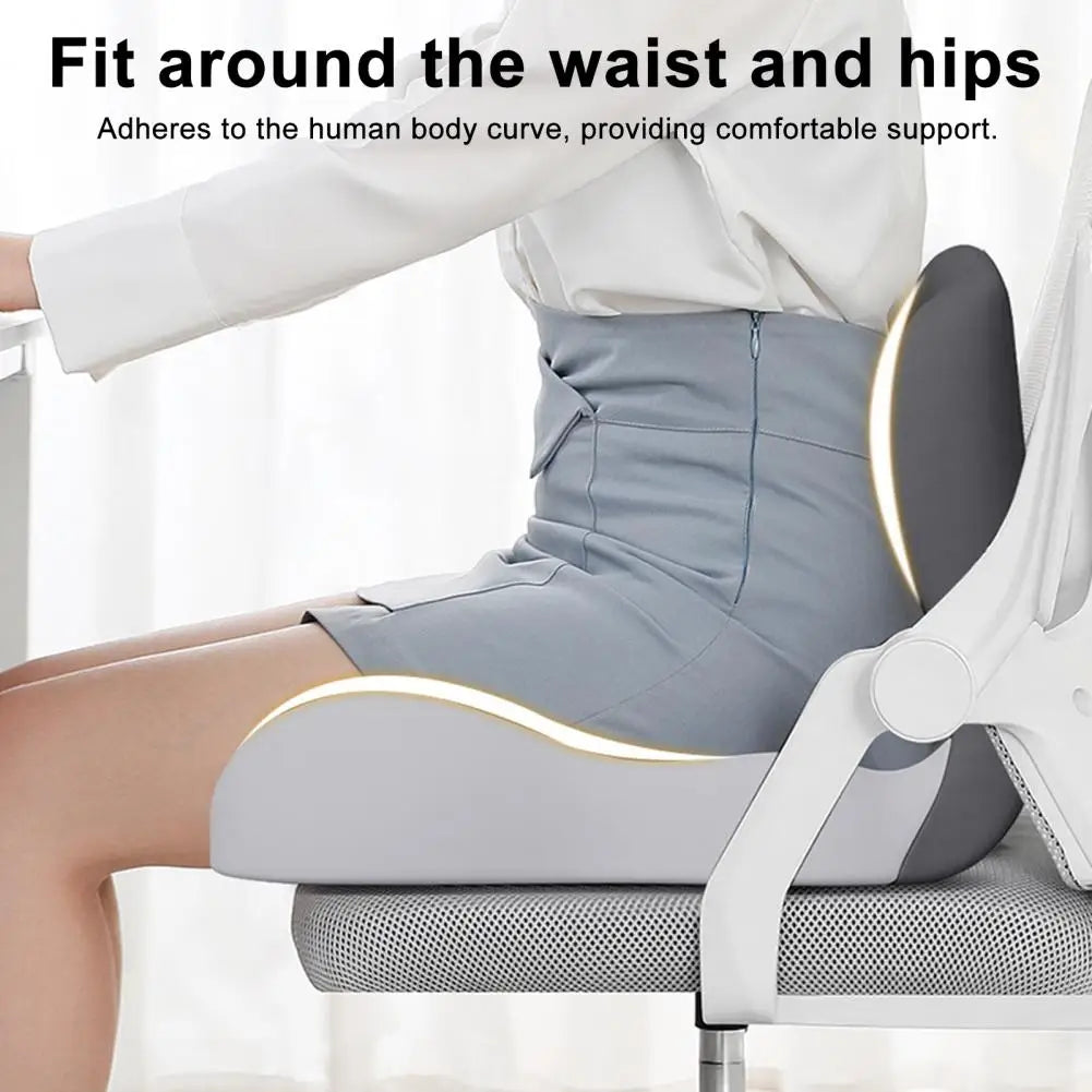 Ergonomic L-Shaped Memory Foam Seat Cushion with Lumbar Support for Tailbone Pain Relief in Office Settings