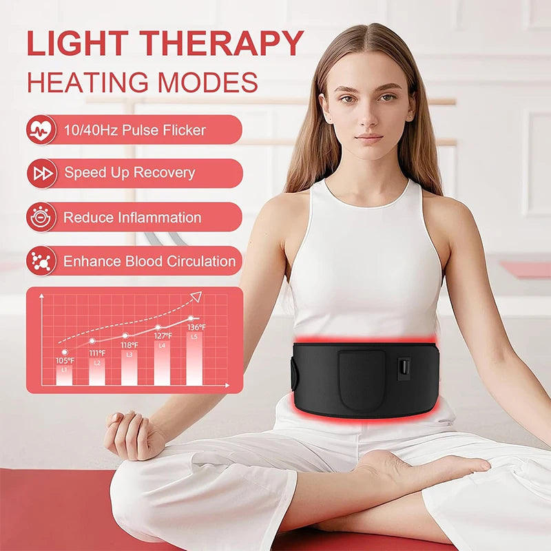 Red Light Therapy Belt 660Nm 850Nm near Infrared Light Therapy for Body, Relaxing Muscle, Inflammation, Improve Circulation