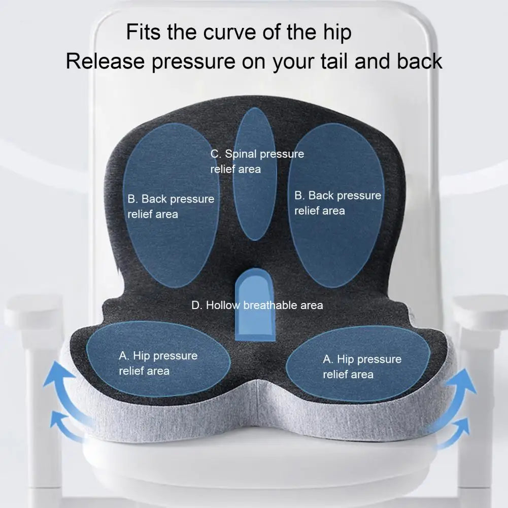 Ergonomic L-Shaped Memory Foam Seat Cushion with Lumbar Support for Tailbone Pain Relief in Office Settings